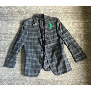 Men’s 40 Ralph Lauren Classic Fit Blazer Plaid Gray White And Blue Q5